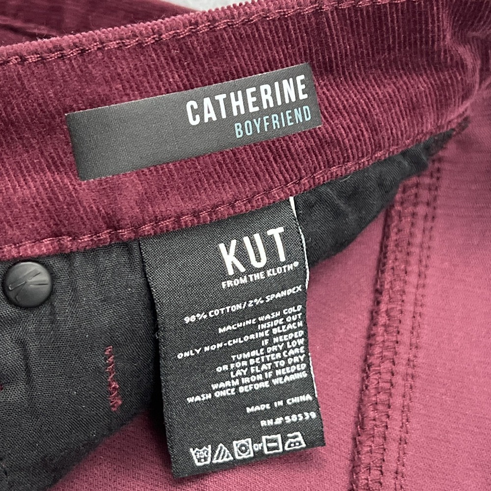 NEW Kut from the Kloth Pants Womens 4 Wine Red Catherine Boyfriend Corduroy Jean - Picture 4 of 12